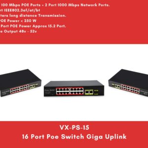 16 Port POE Switch Giga Uplink With Realtek IC